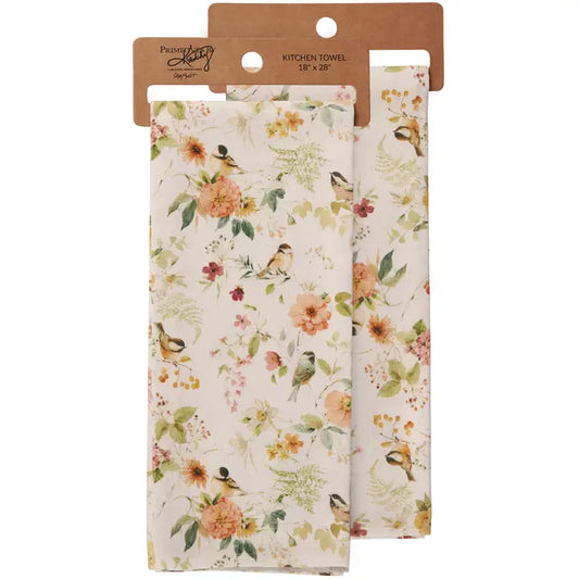 Chickadee Floral Kitchen Towel