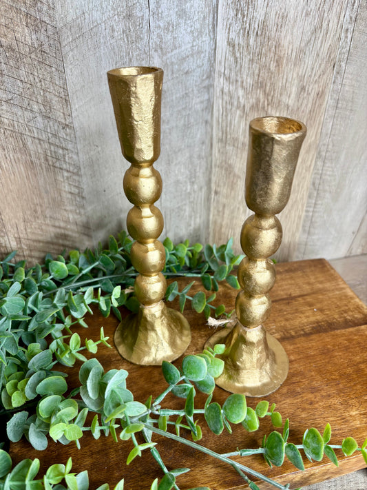 S/2 GOLD BALL CANDLESTICK HOLDERS