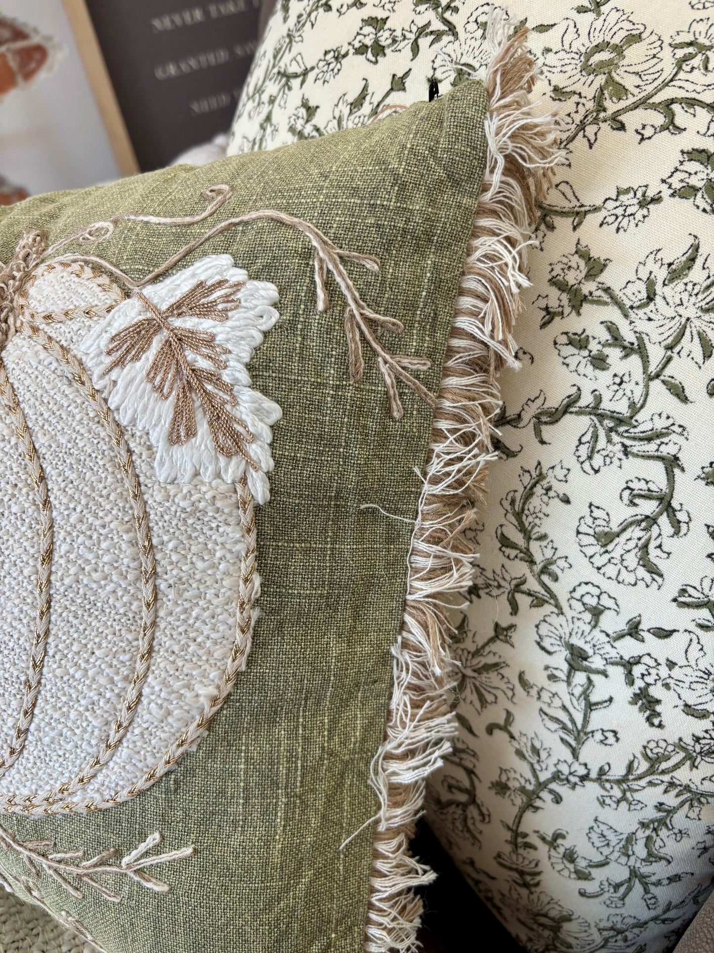 14 X 20 AUTUMN PUMPKINS GREEN PILLOW