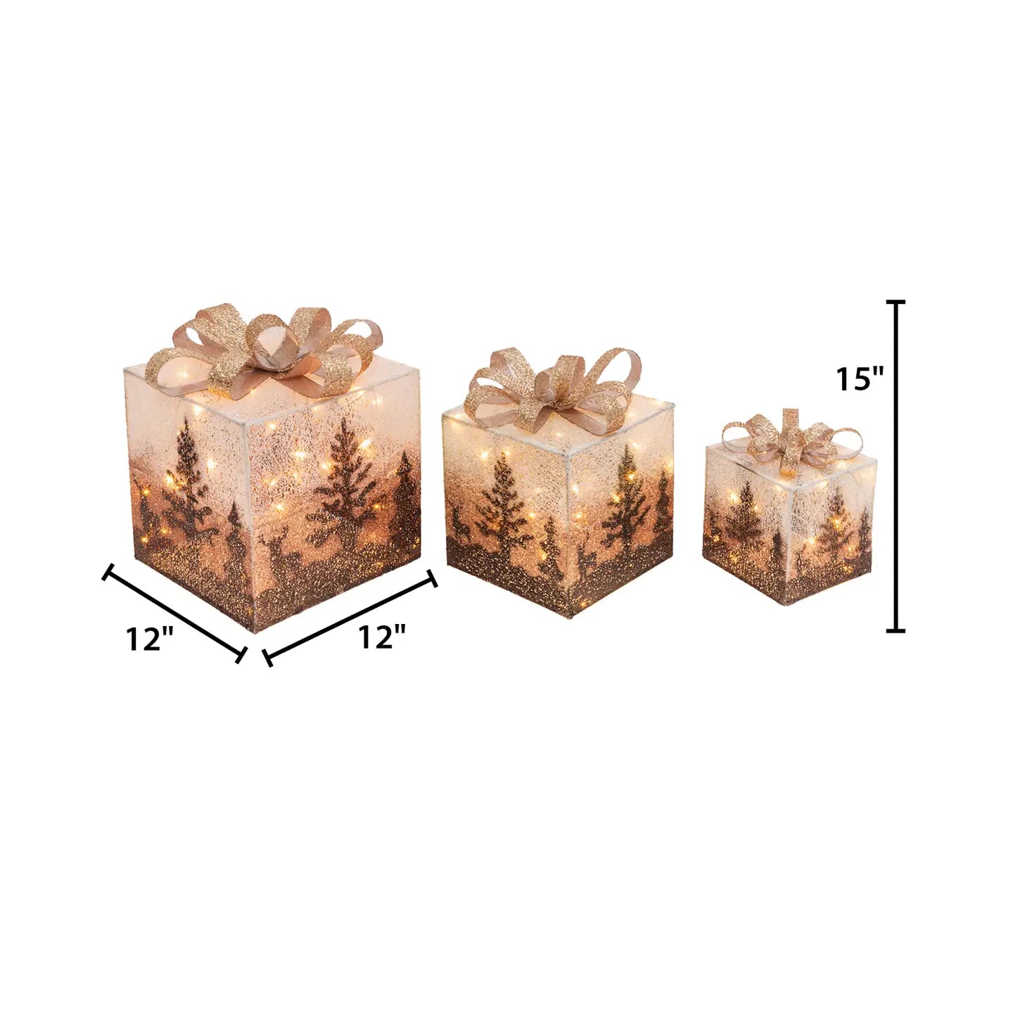 Illuminating White Gift Boxes S/3