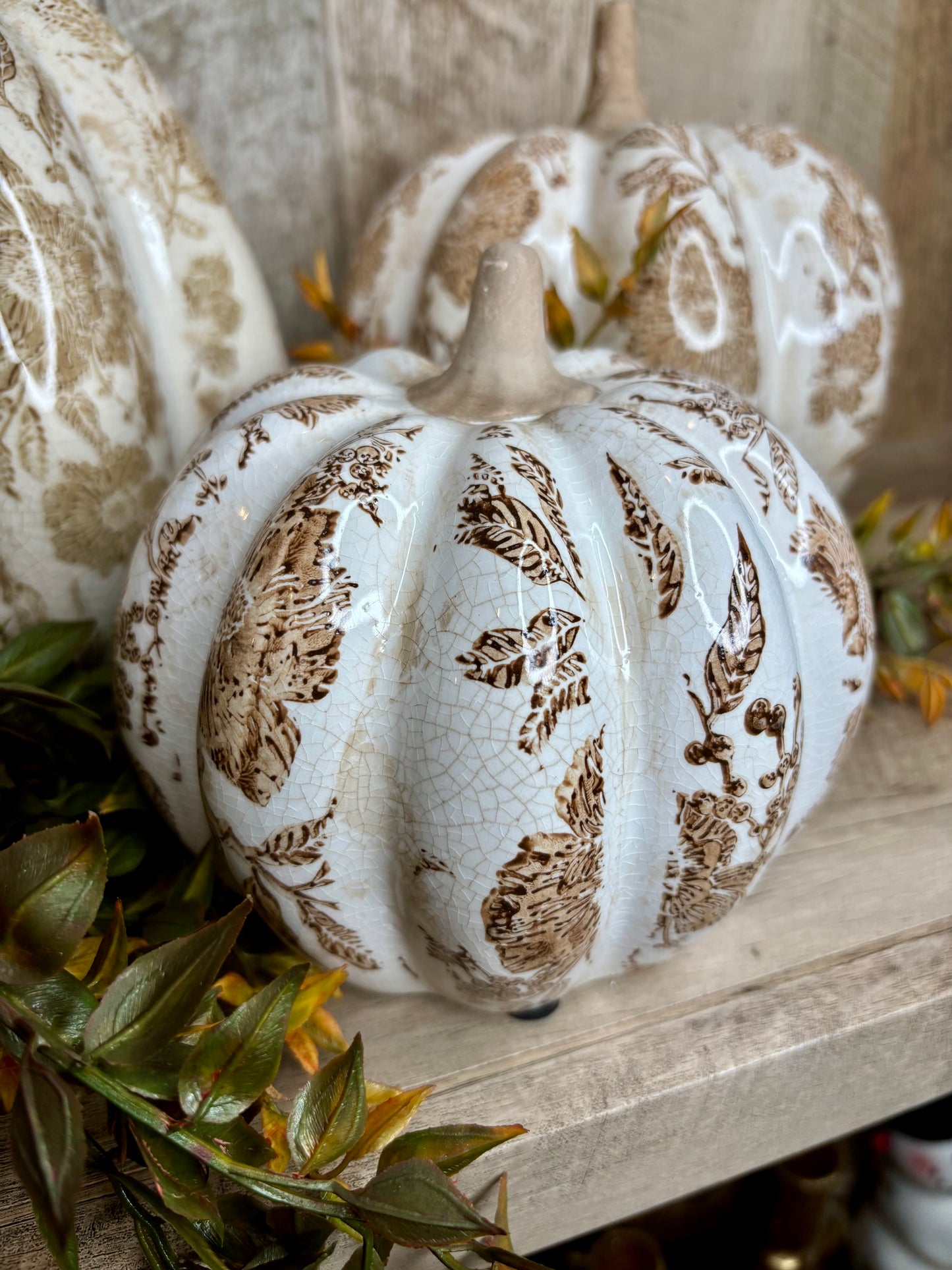 5"H BEIGE HEIRLOOM PUMPKIN