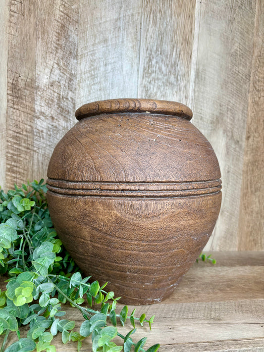 BROWN CEMENT LINE VASE