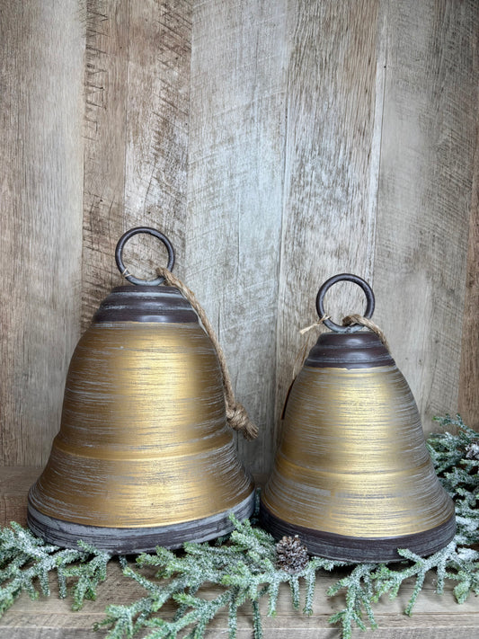 S/2 GOLD ANTIQUE BELLS