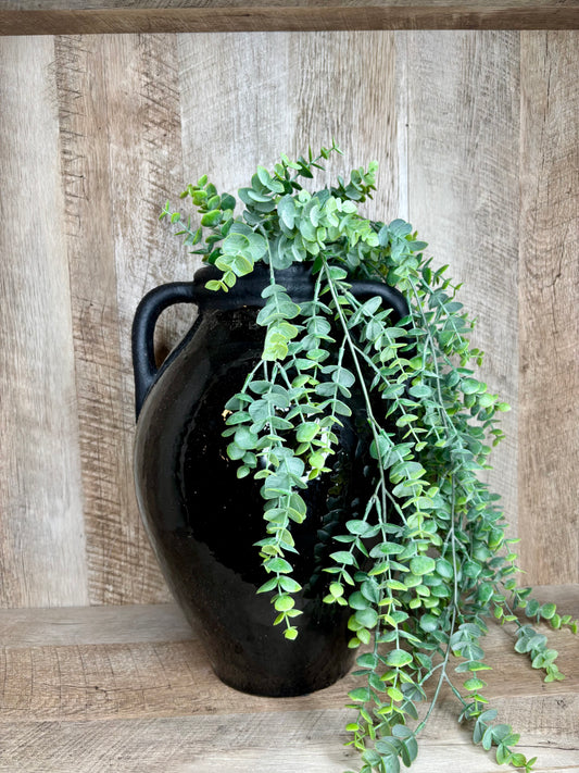 GLOSS BLACK HANDLE VASE