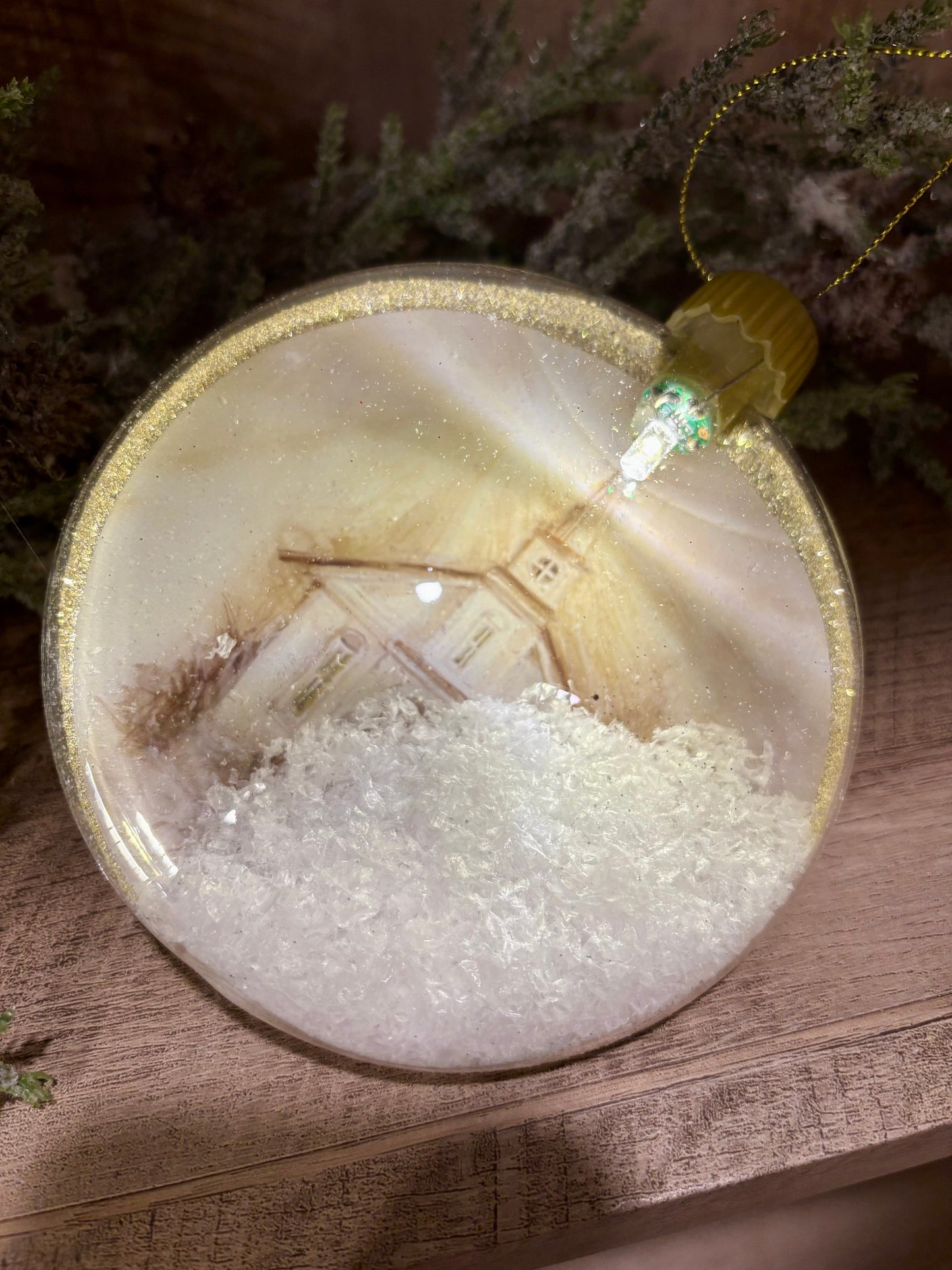 Light Up Church Disk Ornament