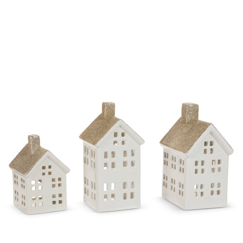Ceramic Houses with Champagne Glitter