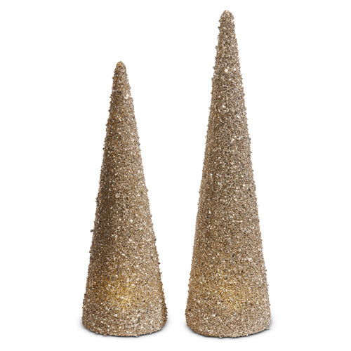 Silver Glitter Cone Trees Set of 2