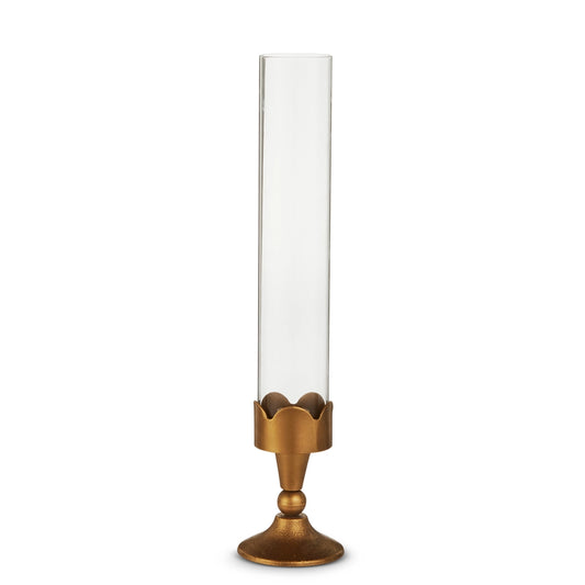 Gold Scalloped Hurricane Candlestick