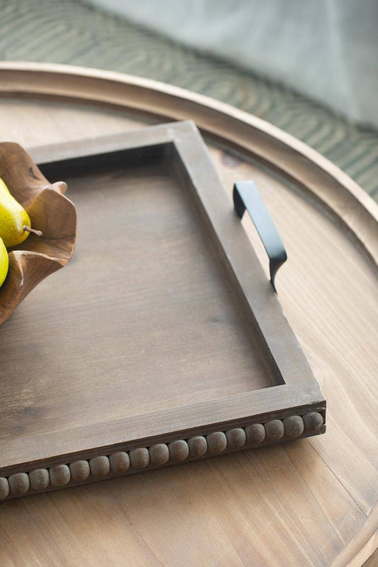 Rustic Beaded Wood Tray