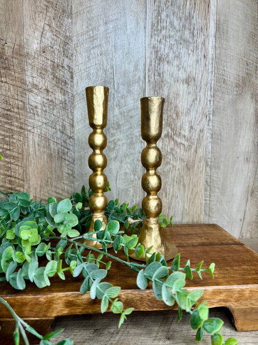S/2 GOLD BALL CANDLESTICK HOLDERS