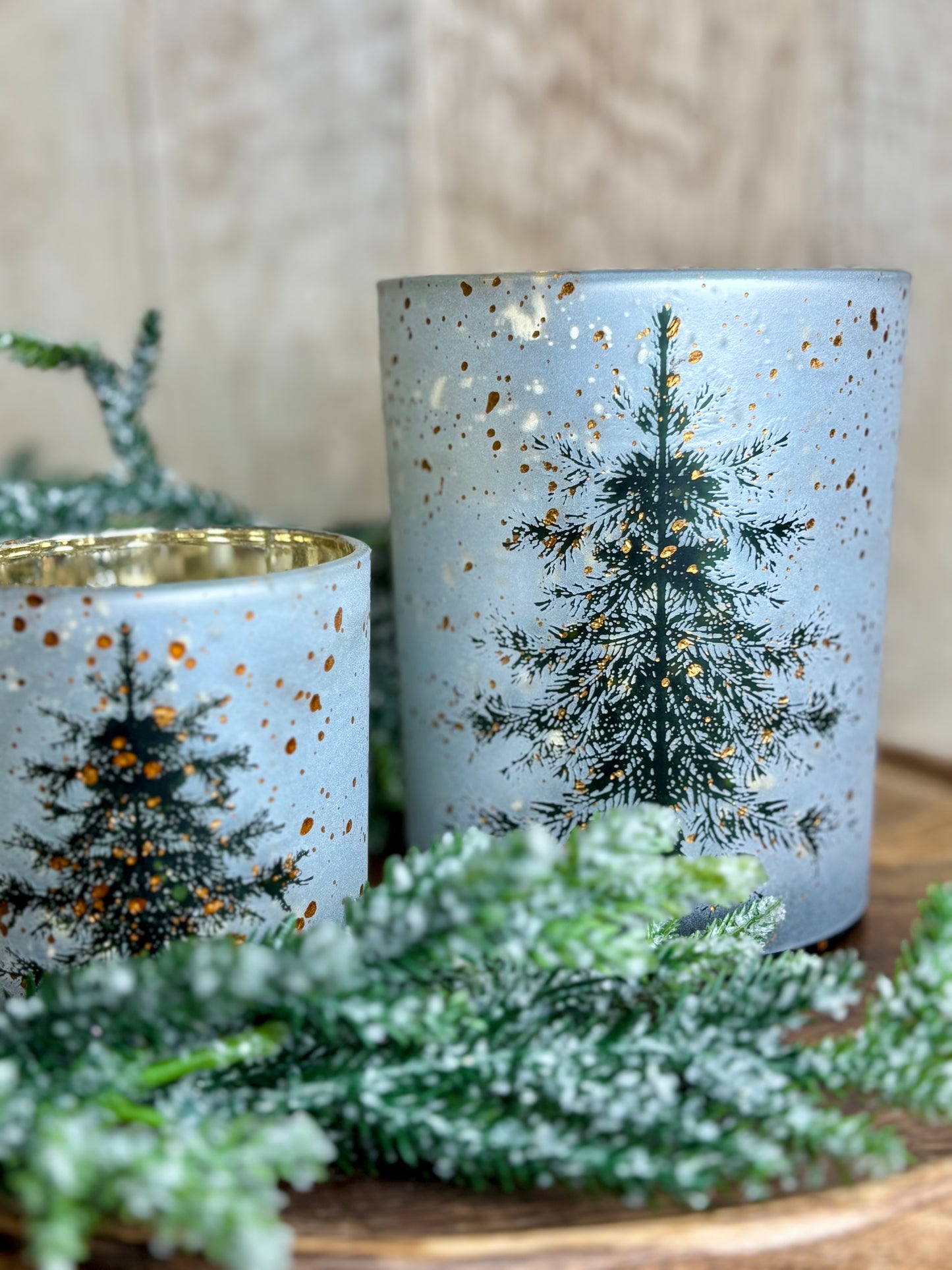 GOLD TREE DOTS LANTERN S/2