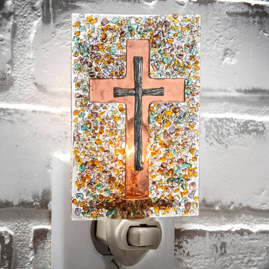 Stained Glass Cross Night Light