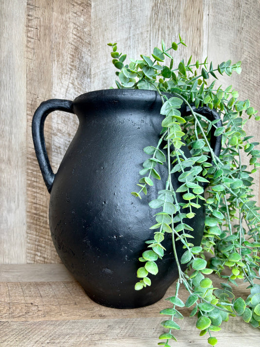 BLACK, 2 HANDLE JUG VASE