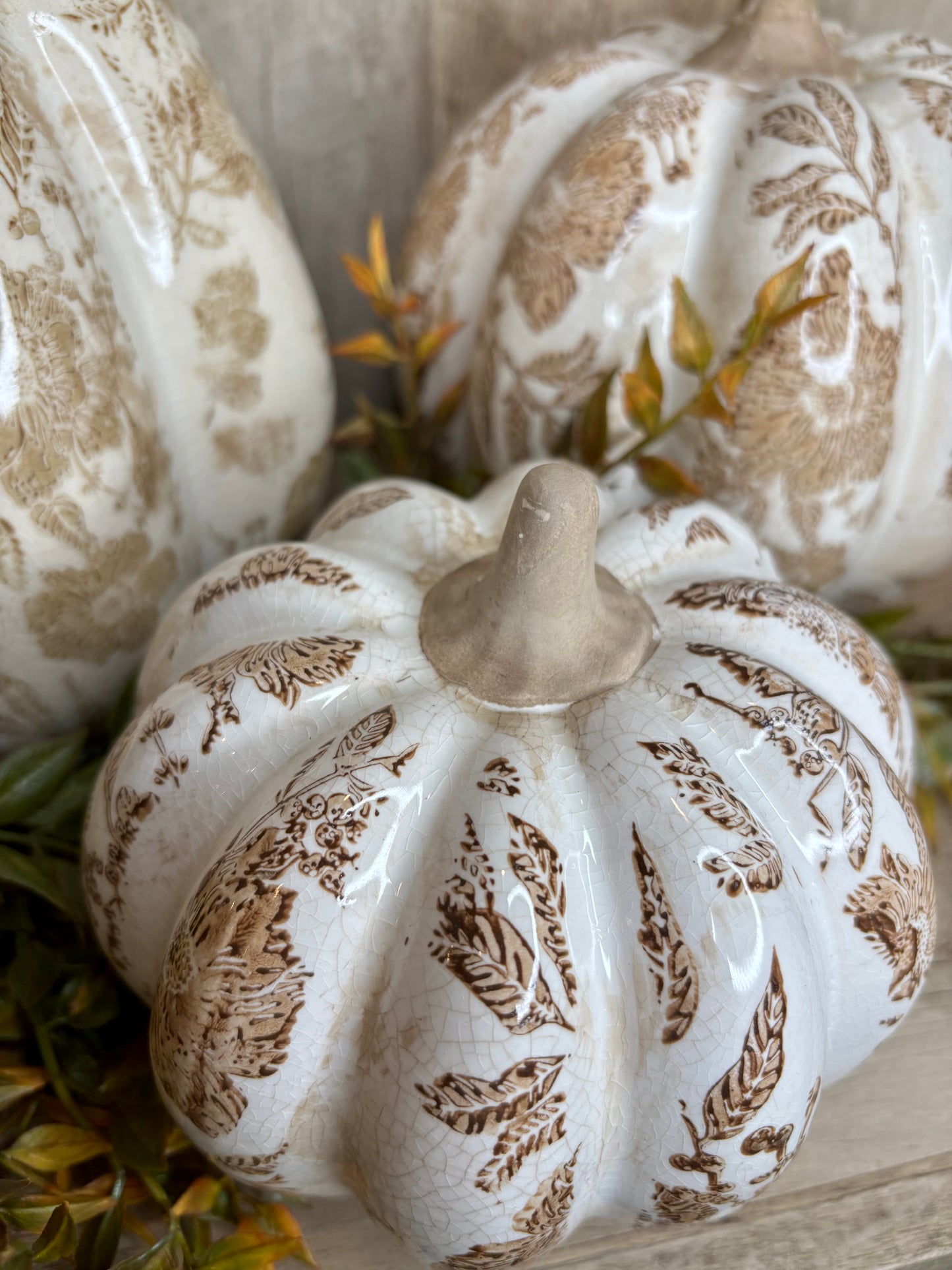 5"H BEIGE HEIRLOOM PUMPKIN