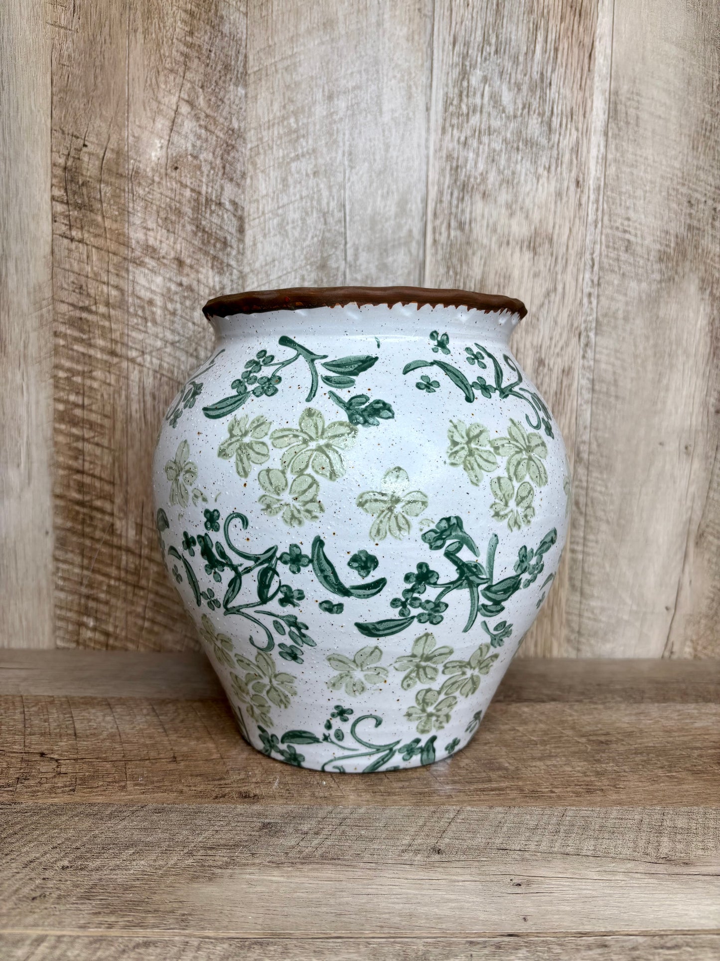 GREEN FLORAL VASE