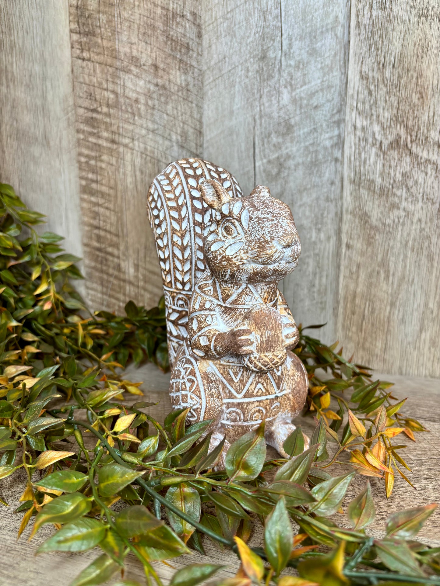 Carved Geo Pattern Squirrel