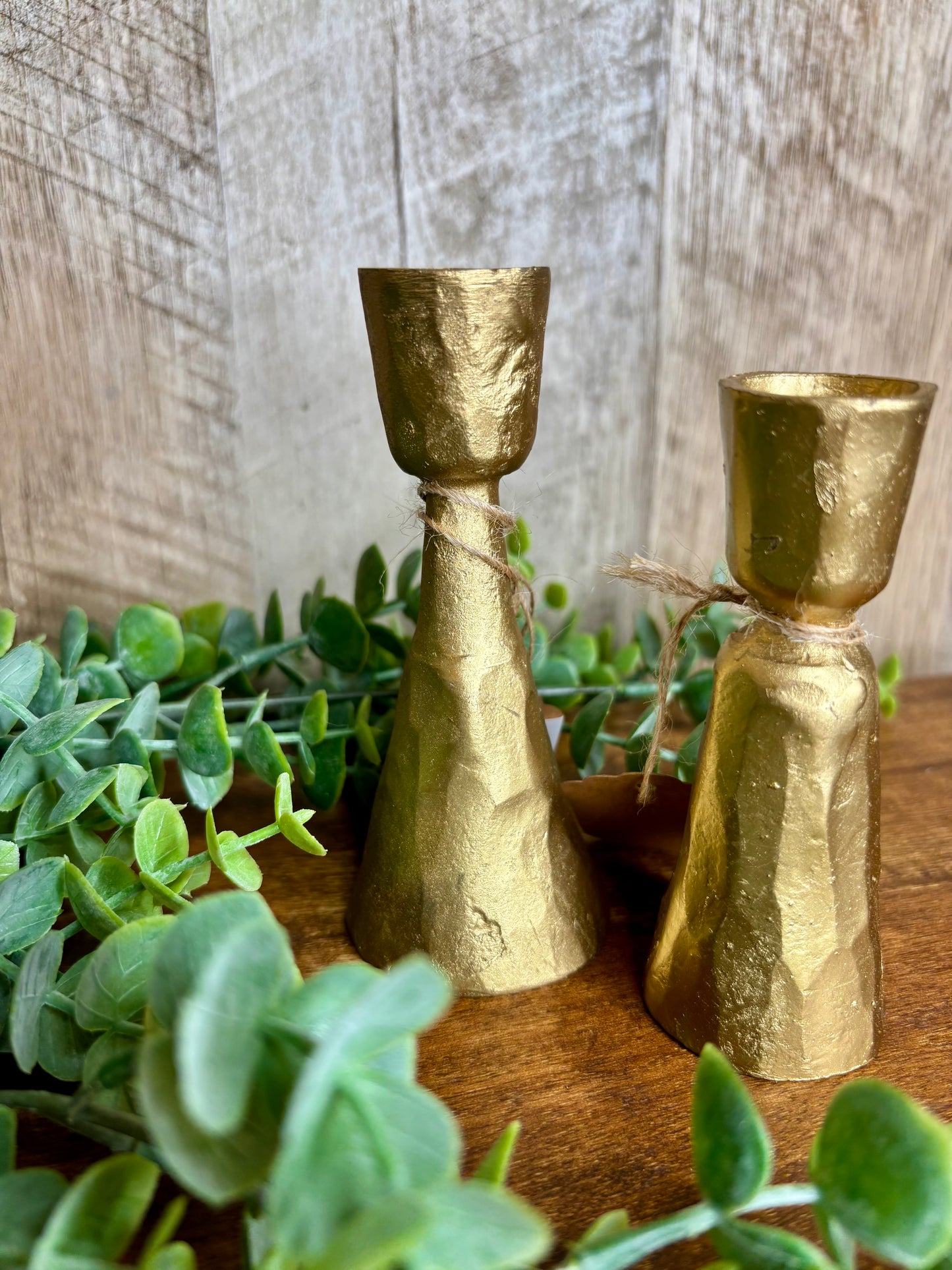 S/2 GOLD CANDLE HOLDERS