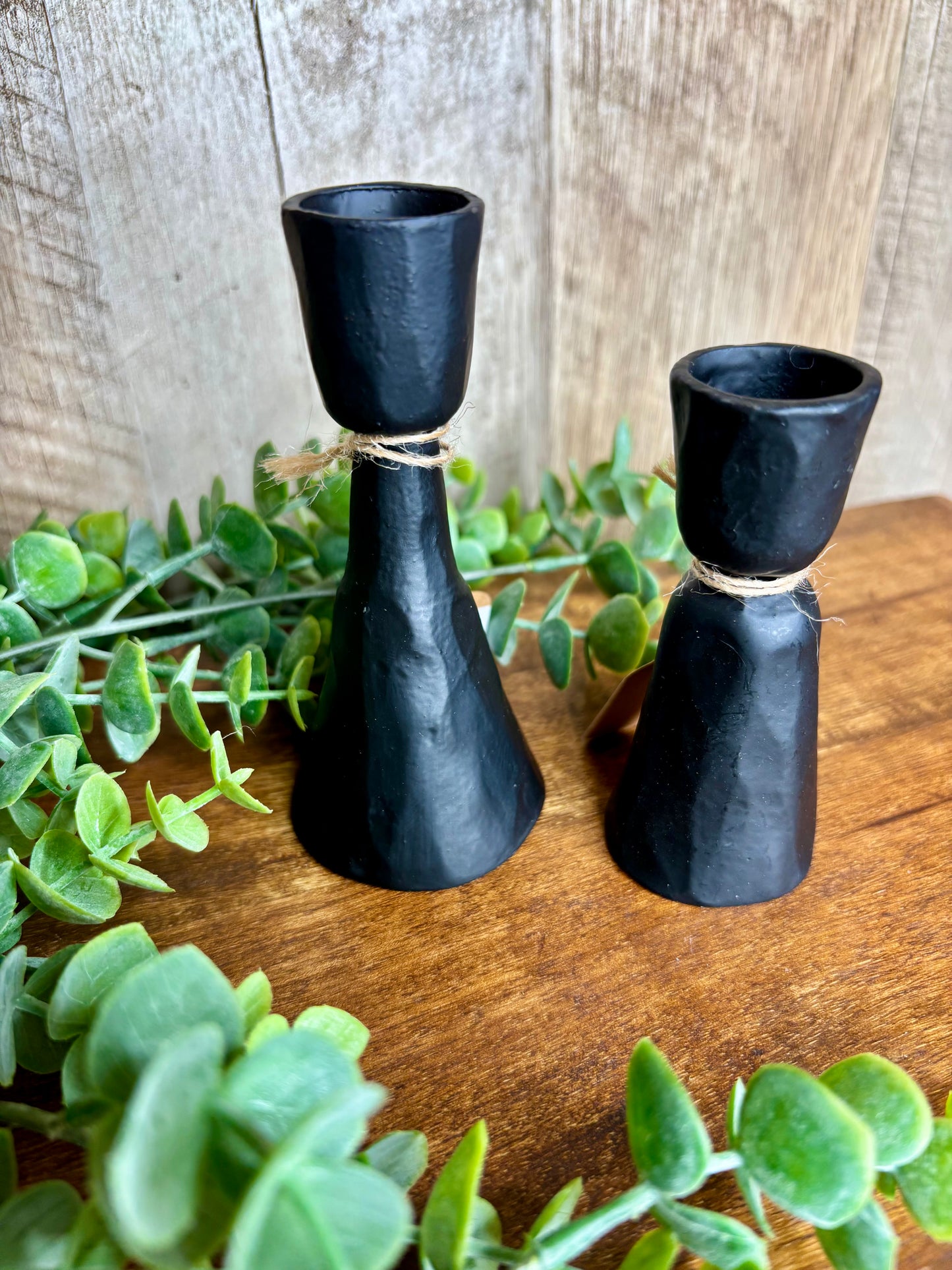 S/2 BLK CANDLE STANDS