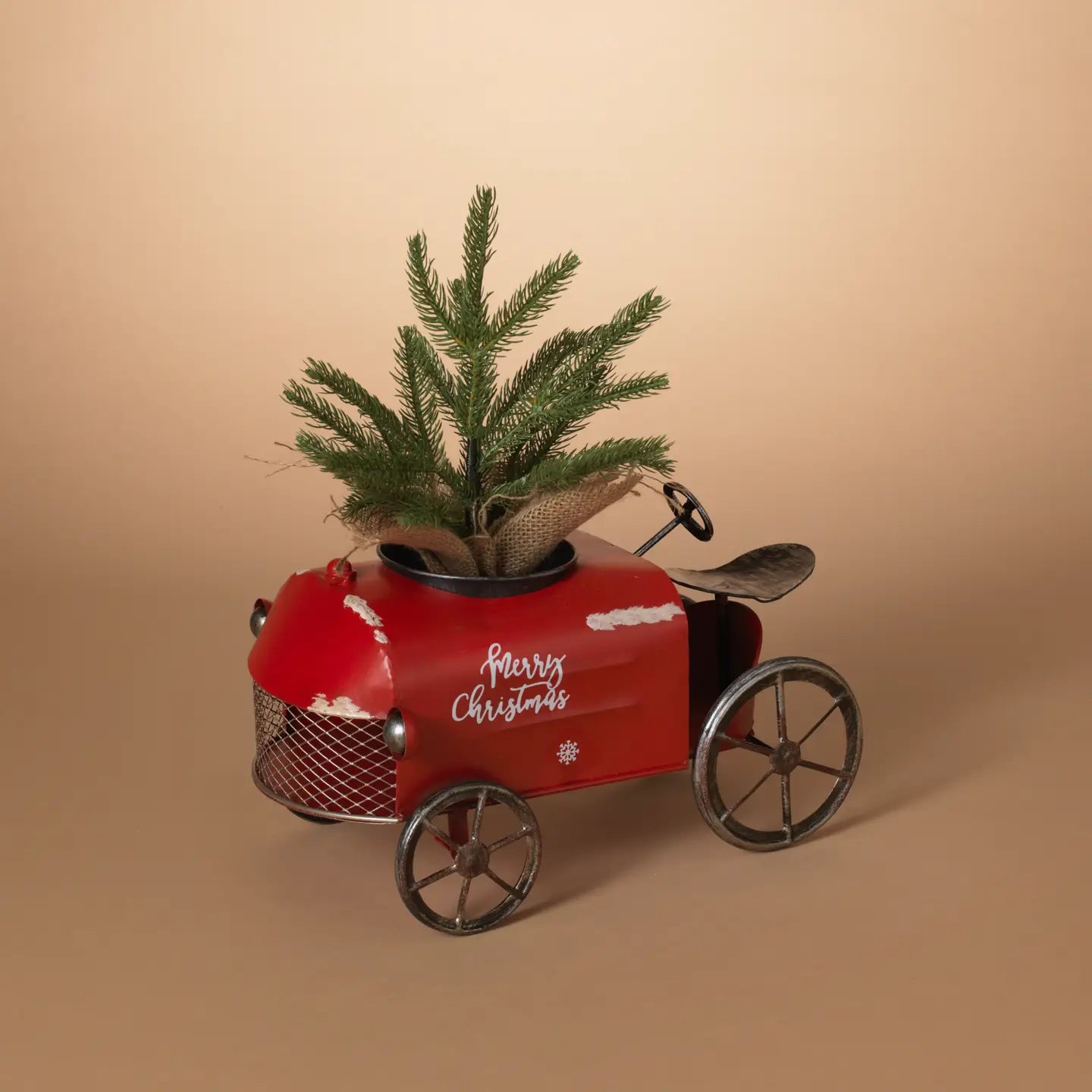Metal Holiday Tractor Decorative Figurine
