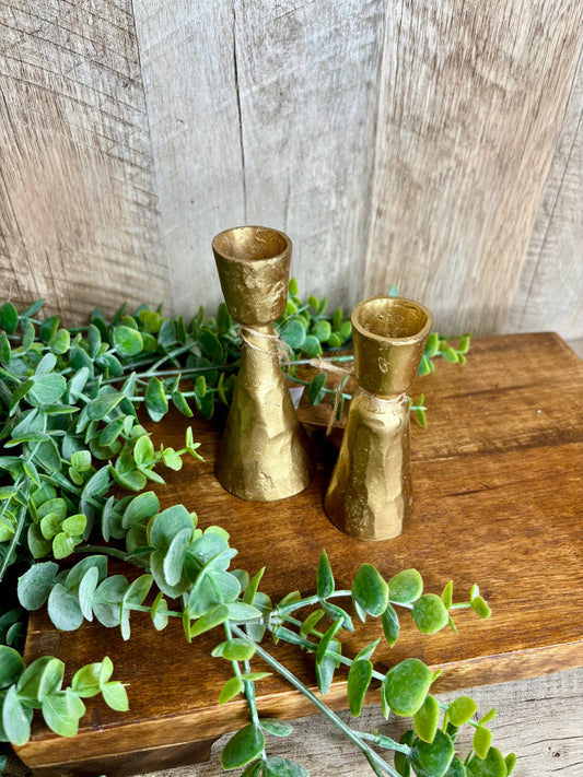 S/2 GOLD CANDLE HOLDERS