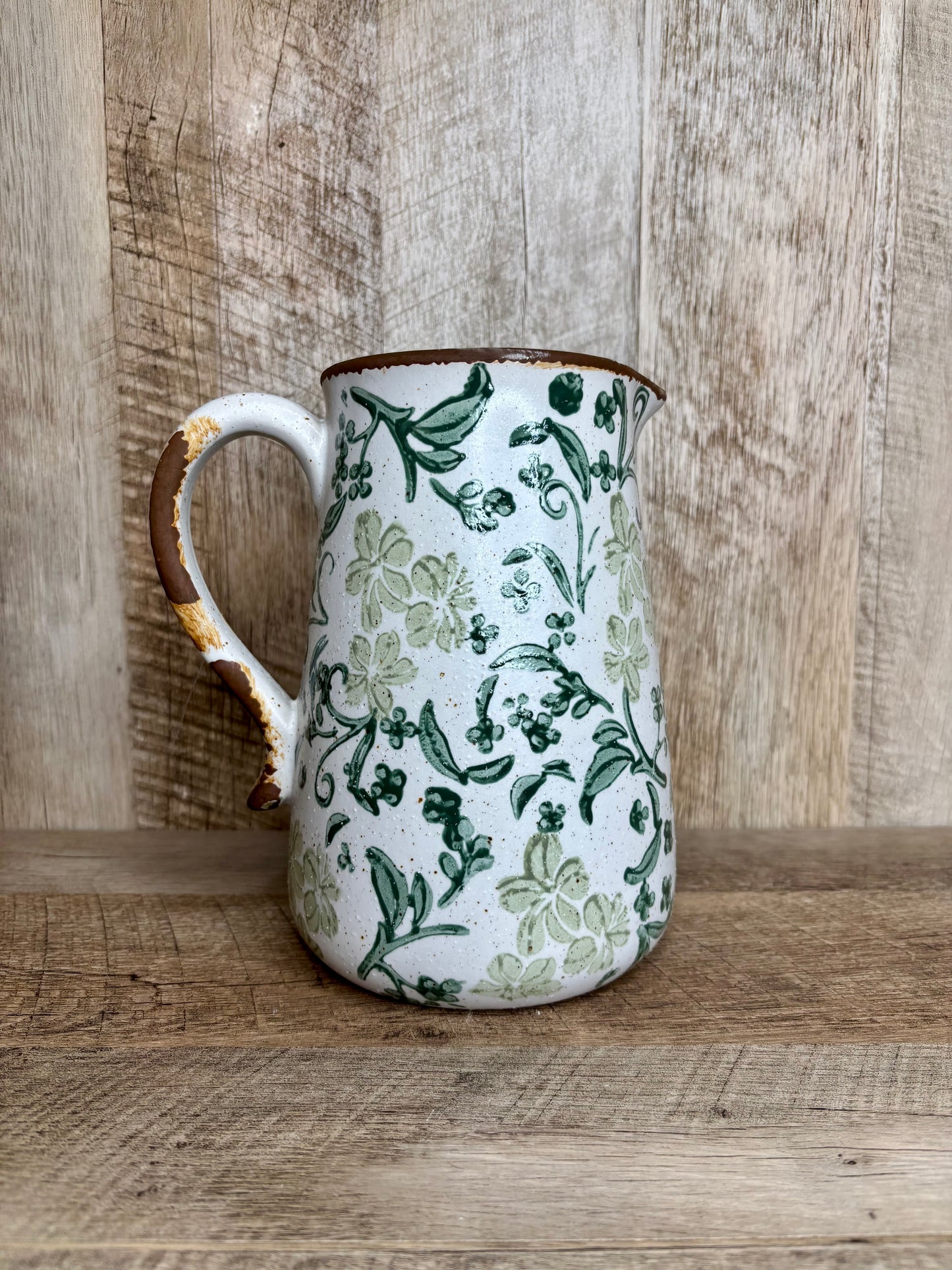 GREEN FLORAL PITCHER