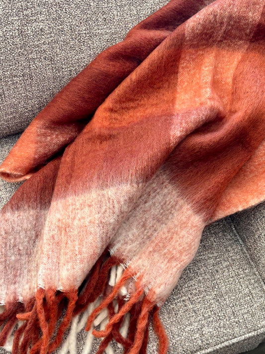 Rust Color Block Throw