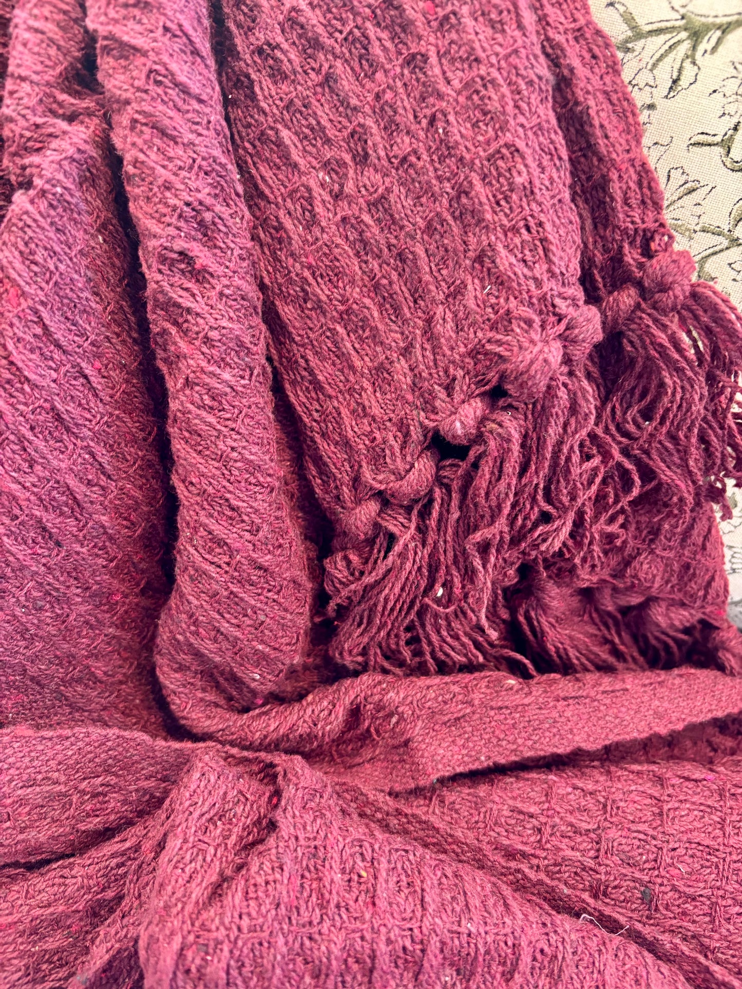 Red Textured Waffled Throw