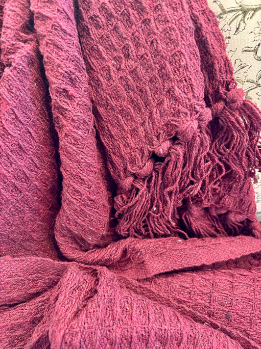 Red Textured Waffled Throw