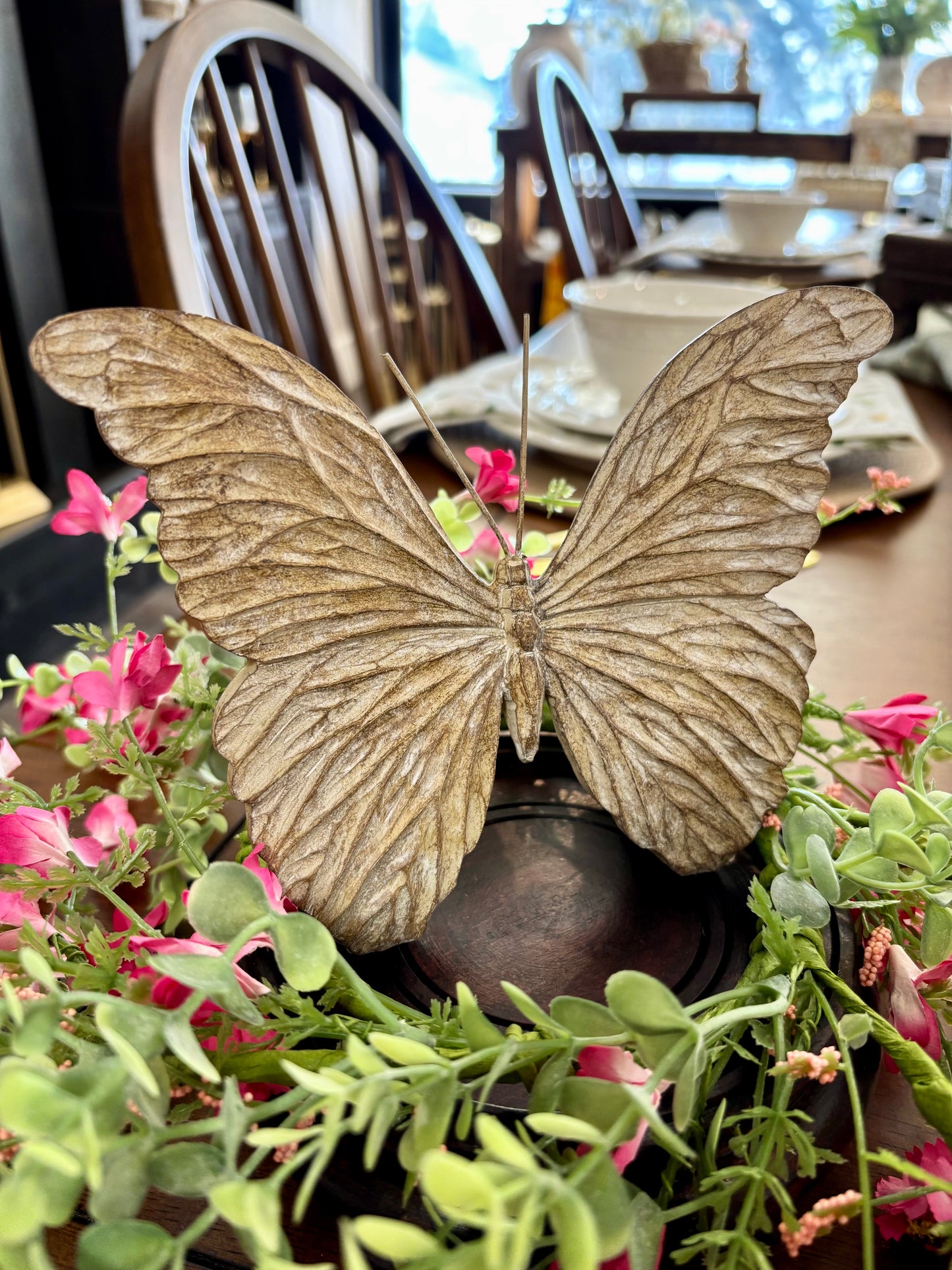 Whitewash Carved Butterfly