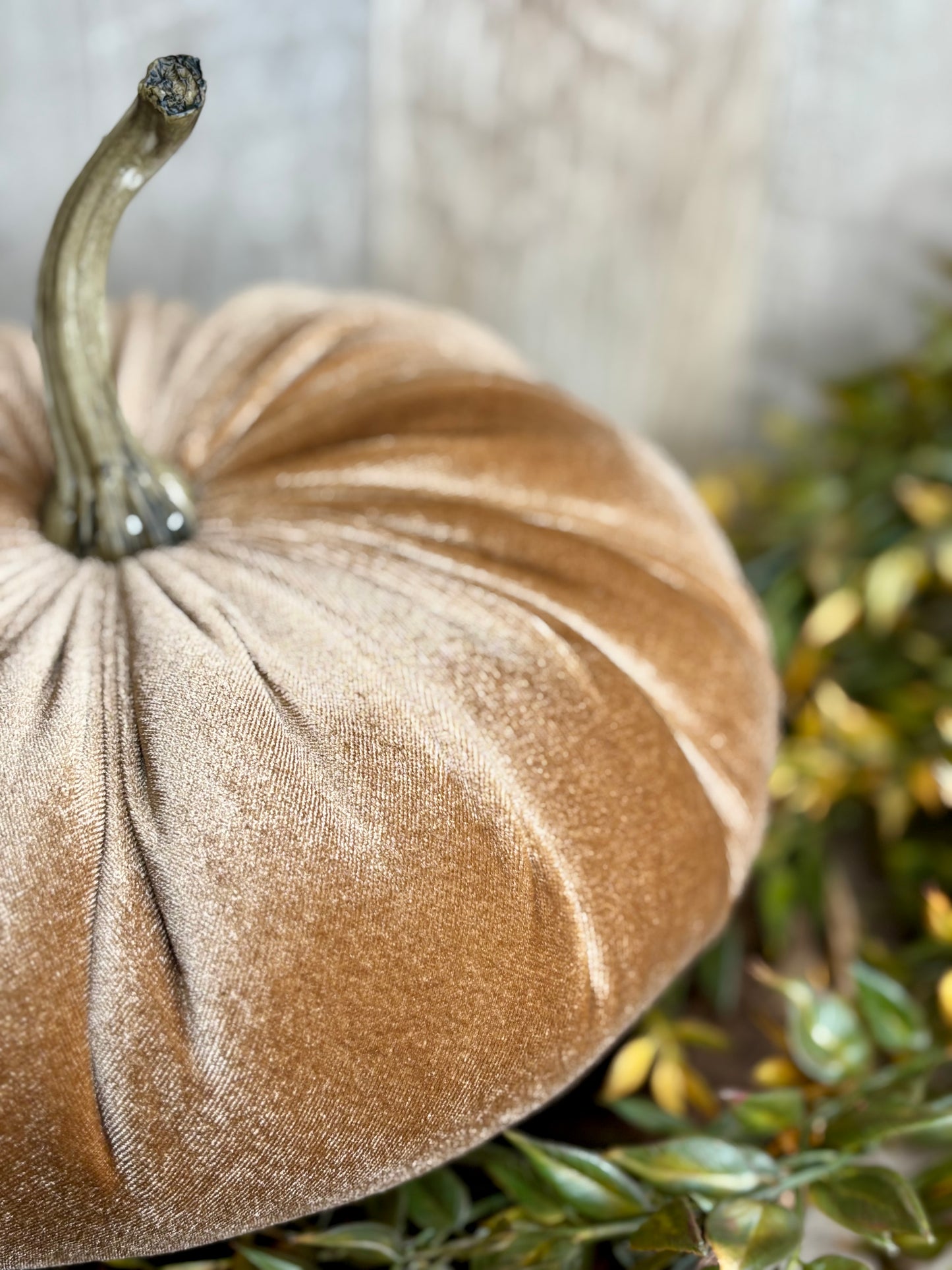 10" Beige Velvet Pumpkin