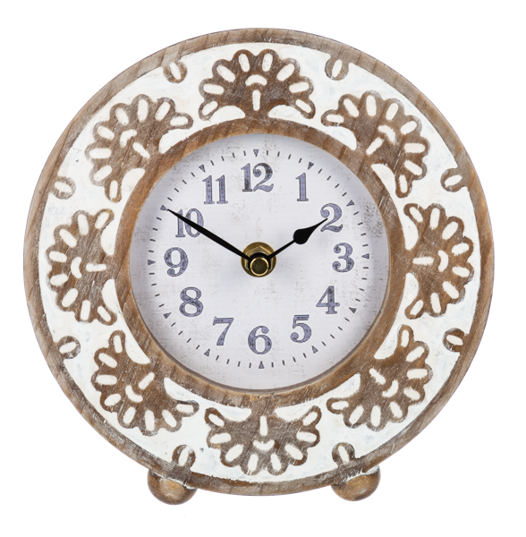 Carved Flower Desk Clock
