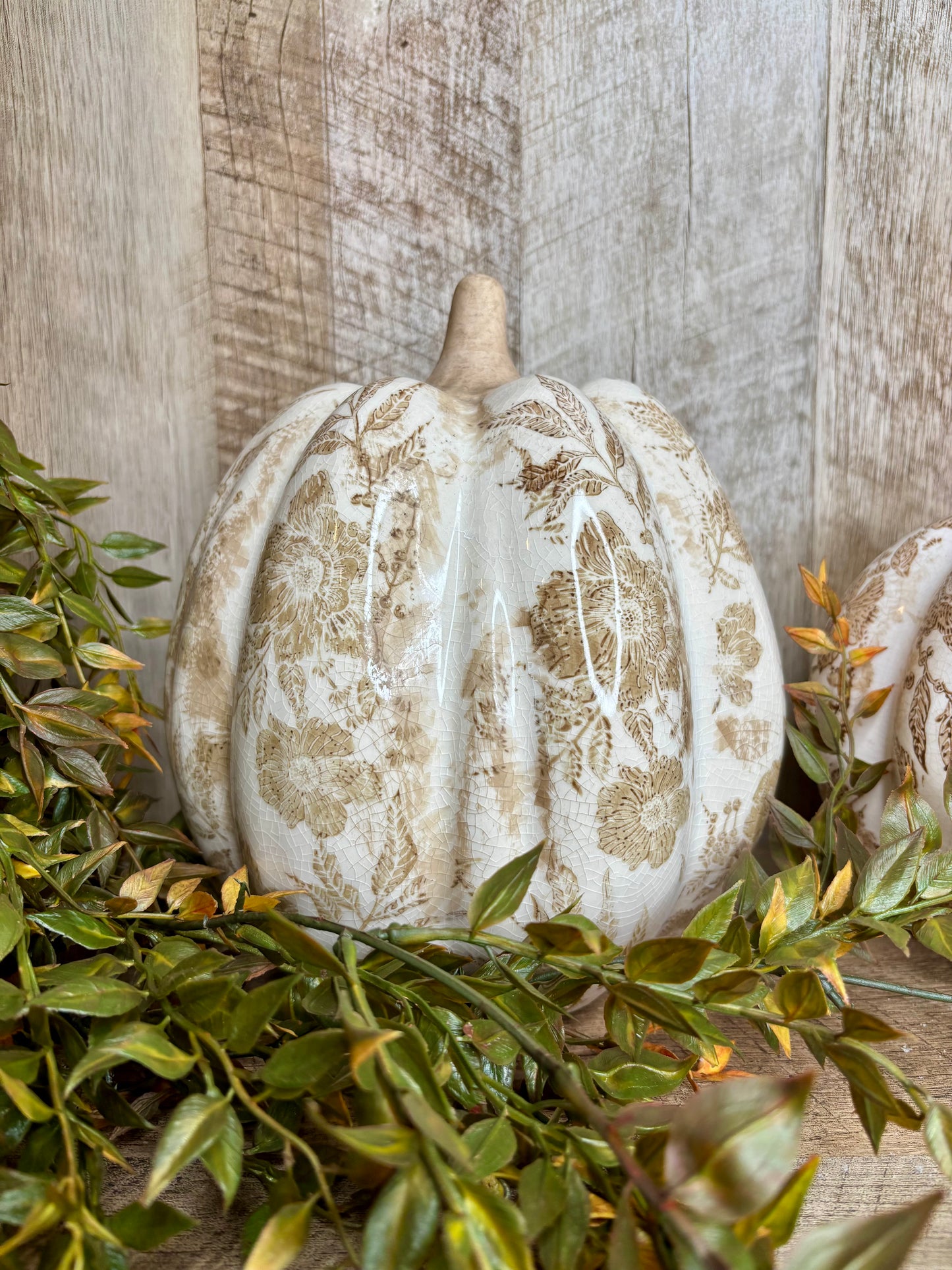 8.75"H BEIGE HEIRLOOM PUMPKIN