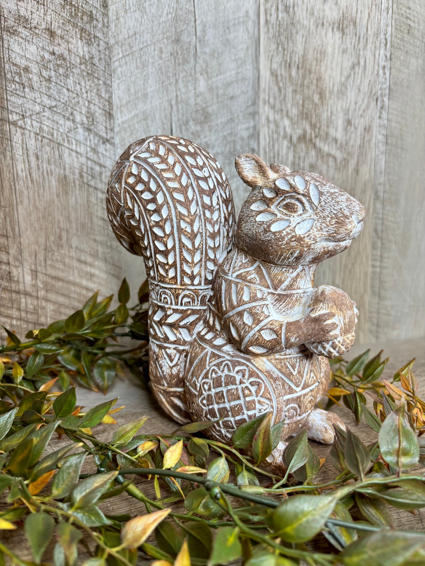 Carved Geo Pattern Squirrel