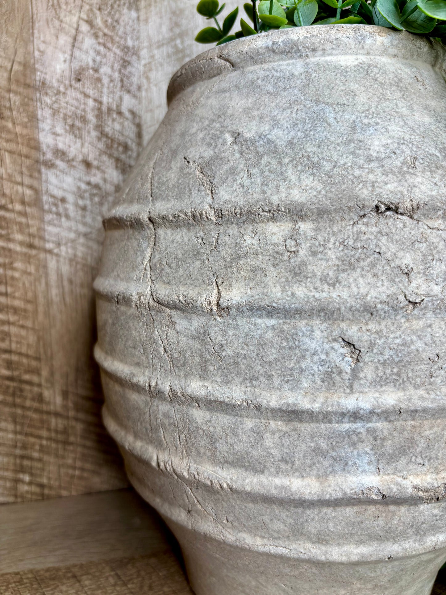 ANTIQUE TAUPE ARTISAN VASE