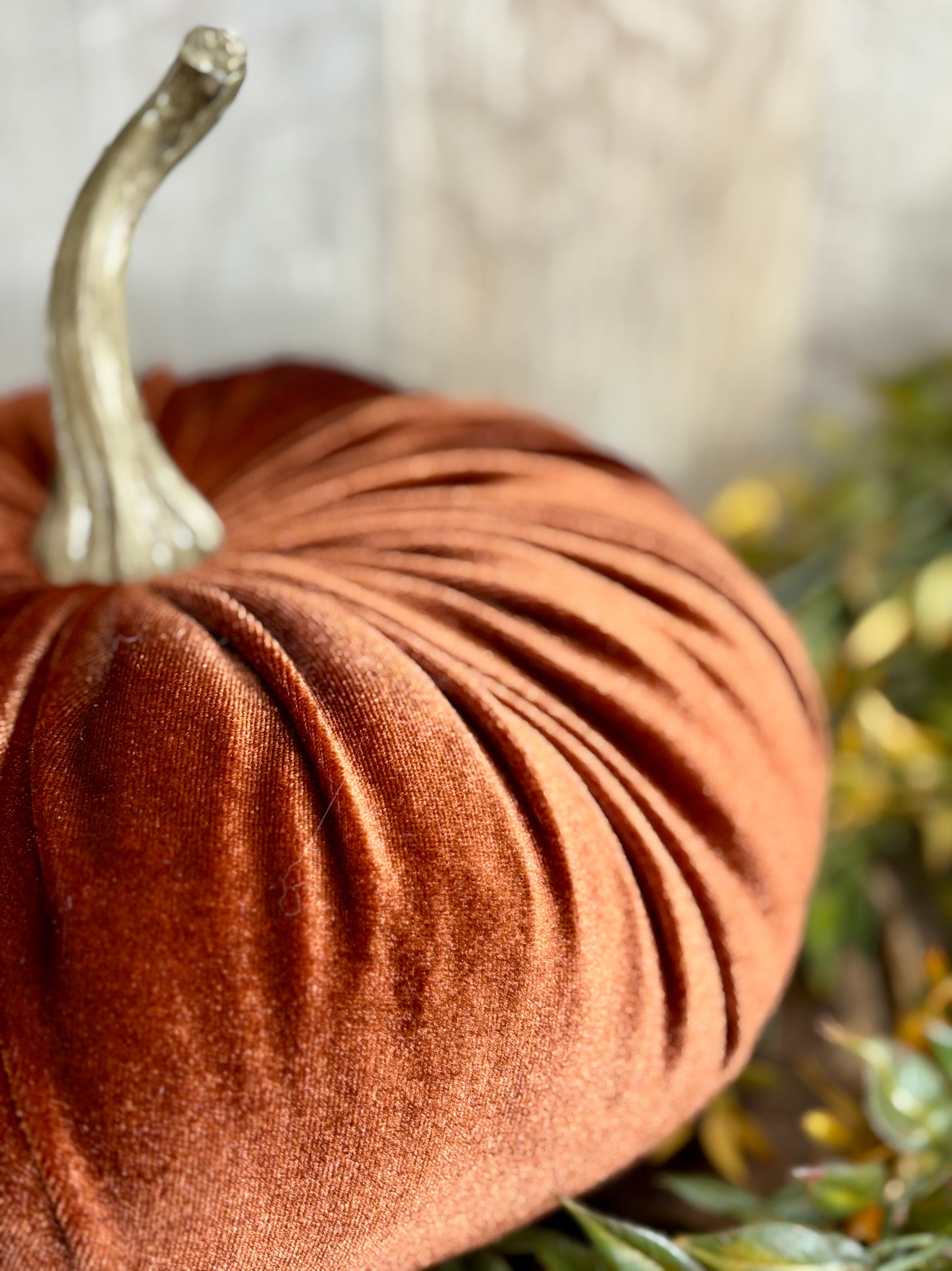 10" Burnt Orange Velvet Pumpkin