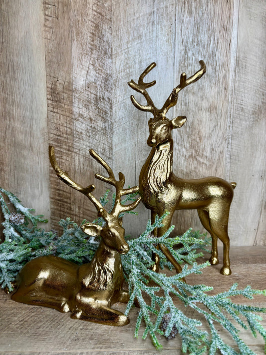 8.5" GOLD LAYING REINDEER
