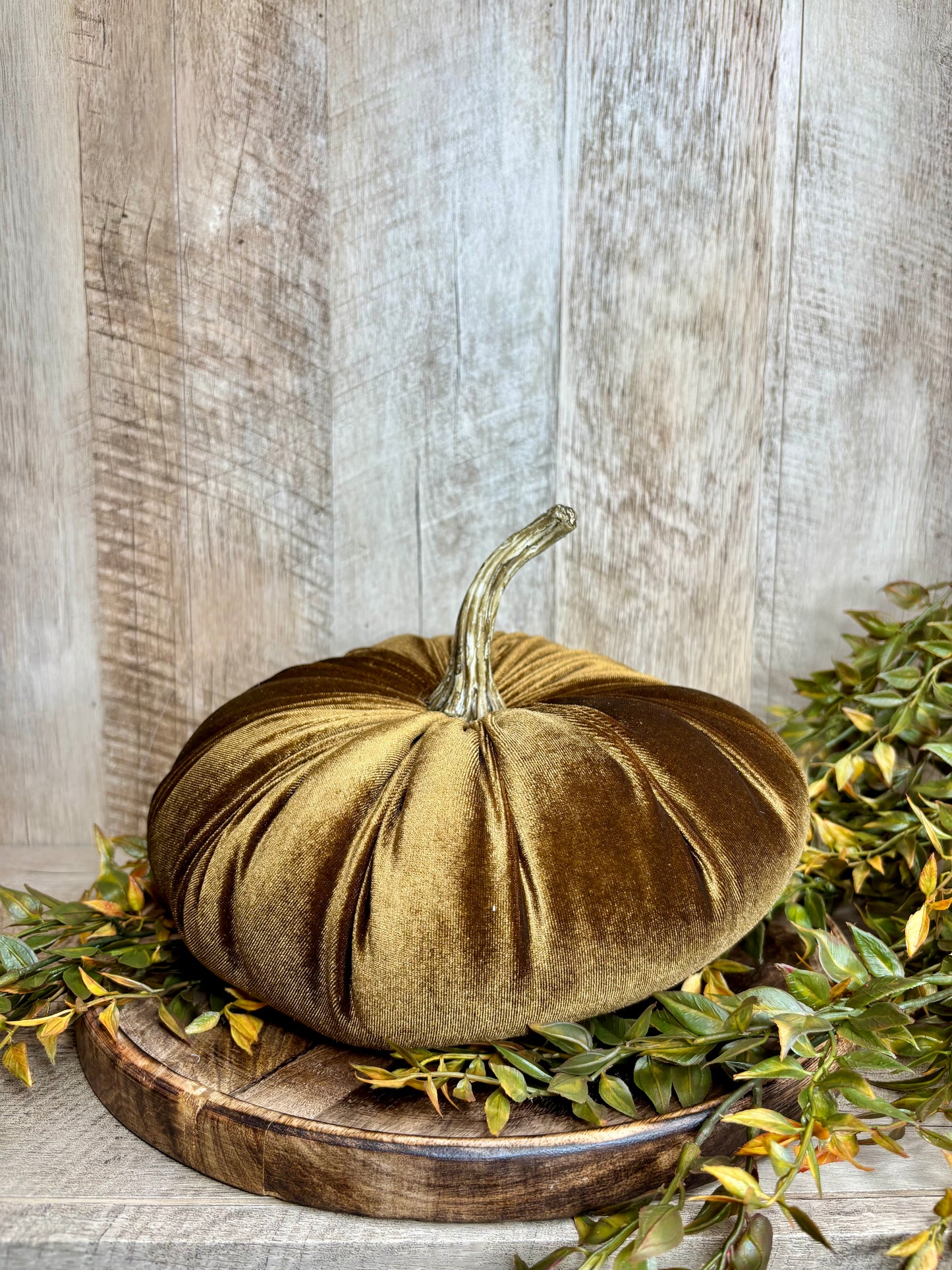 10" Golden Brown Velvet Pumpkin