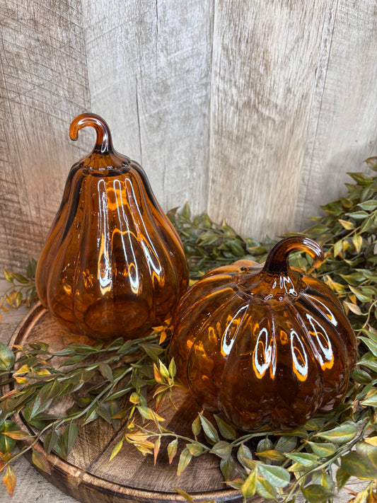 7.5" ORANGE GLASS GOURD CLOCHE
