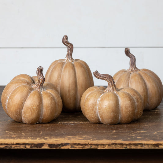 7.25" Tan Resin Pumpkin