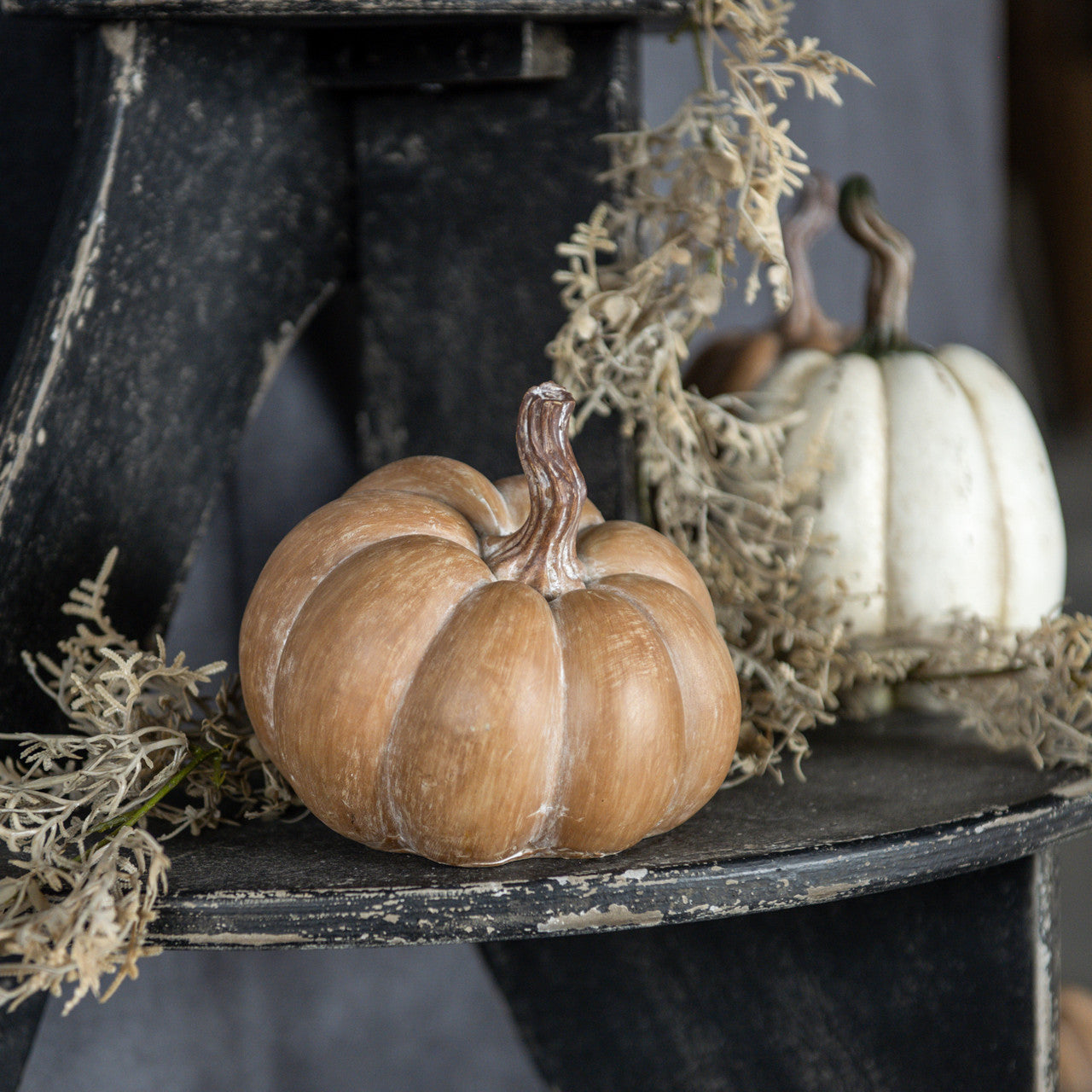 5.25" Tan Resin Pumpkin