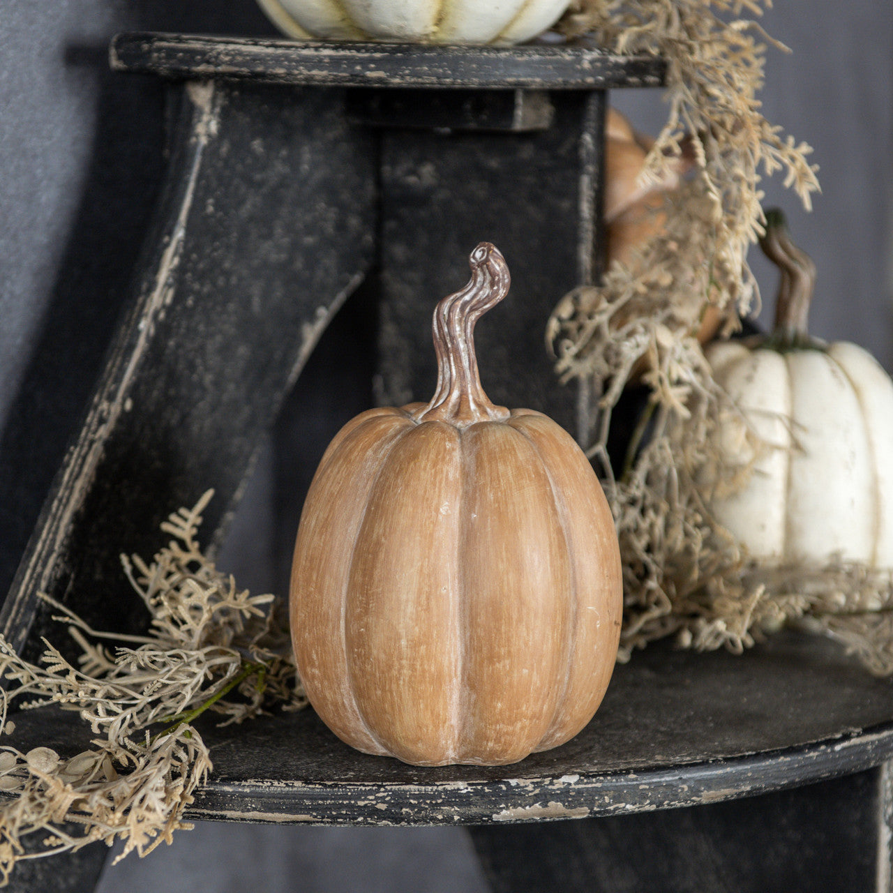 7.25" Tan Resin Pumpkin