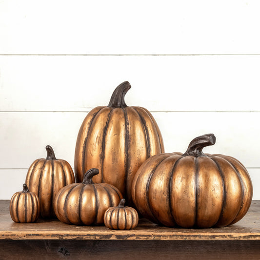 14" Gold Tall Pumpkin