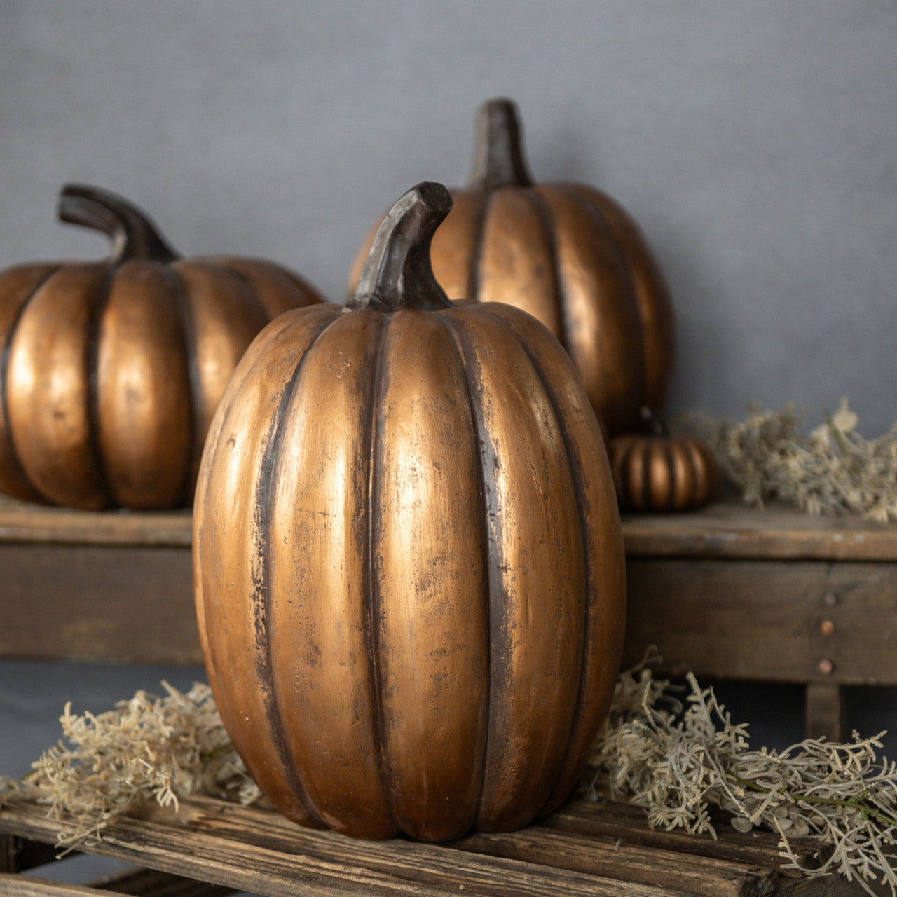 14" Gold Tall Pumpkin