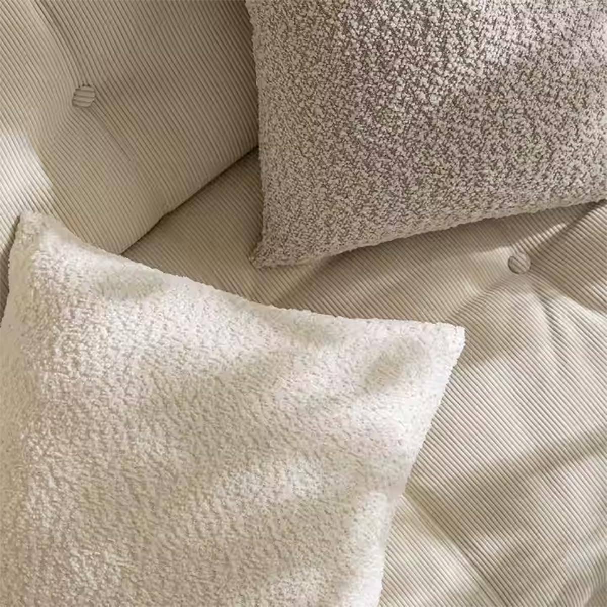 Brown Textured Bouclé-Style 18" Throw Pillow