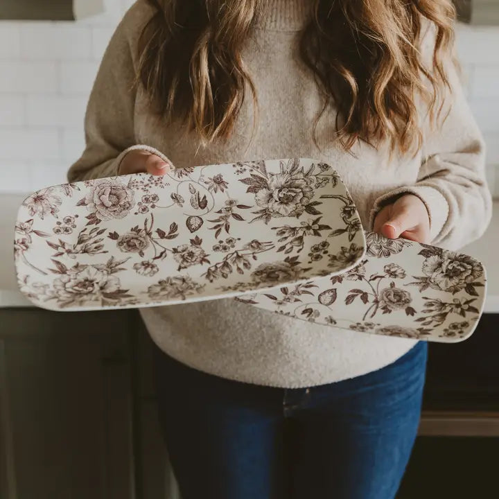 Brown Delft Stacking Melamine Tray