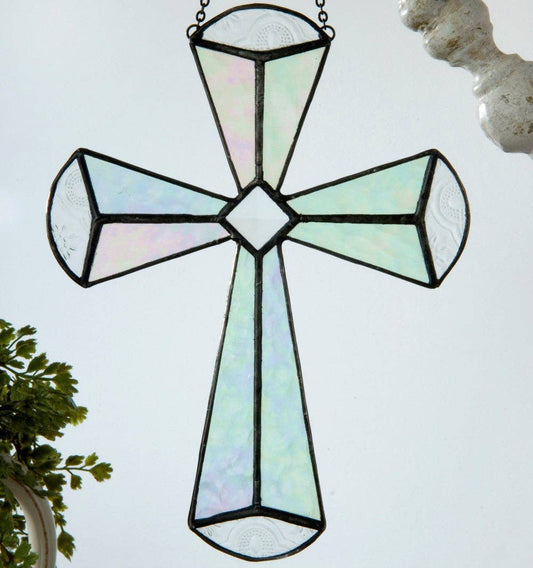 Iridescent Stained Glass Cross