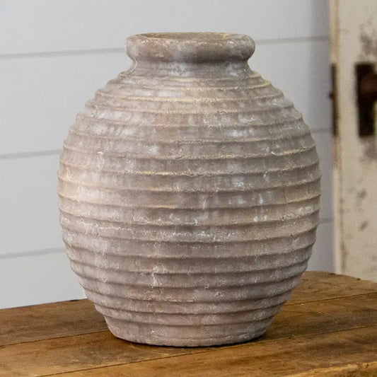 Ridged Terracotta Vase