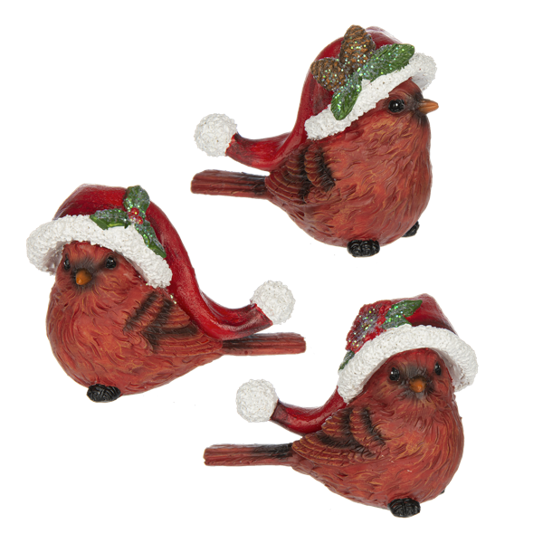 Cardinal with Santa Hat