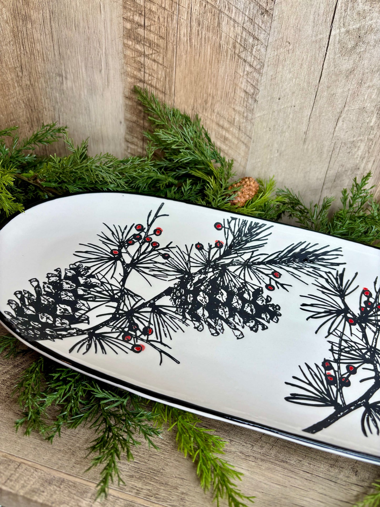 Pine Platter with Spreader S/3