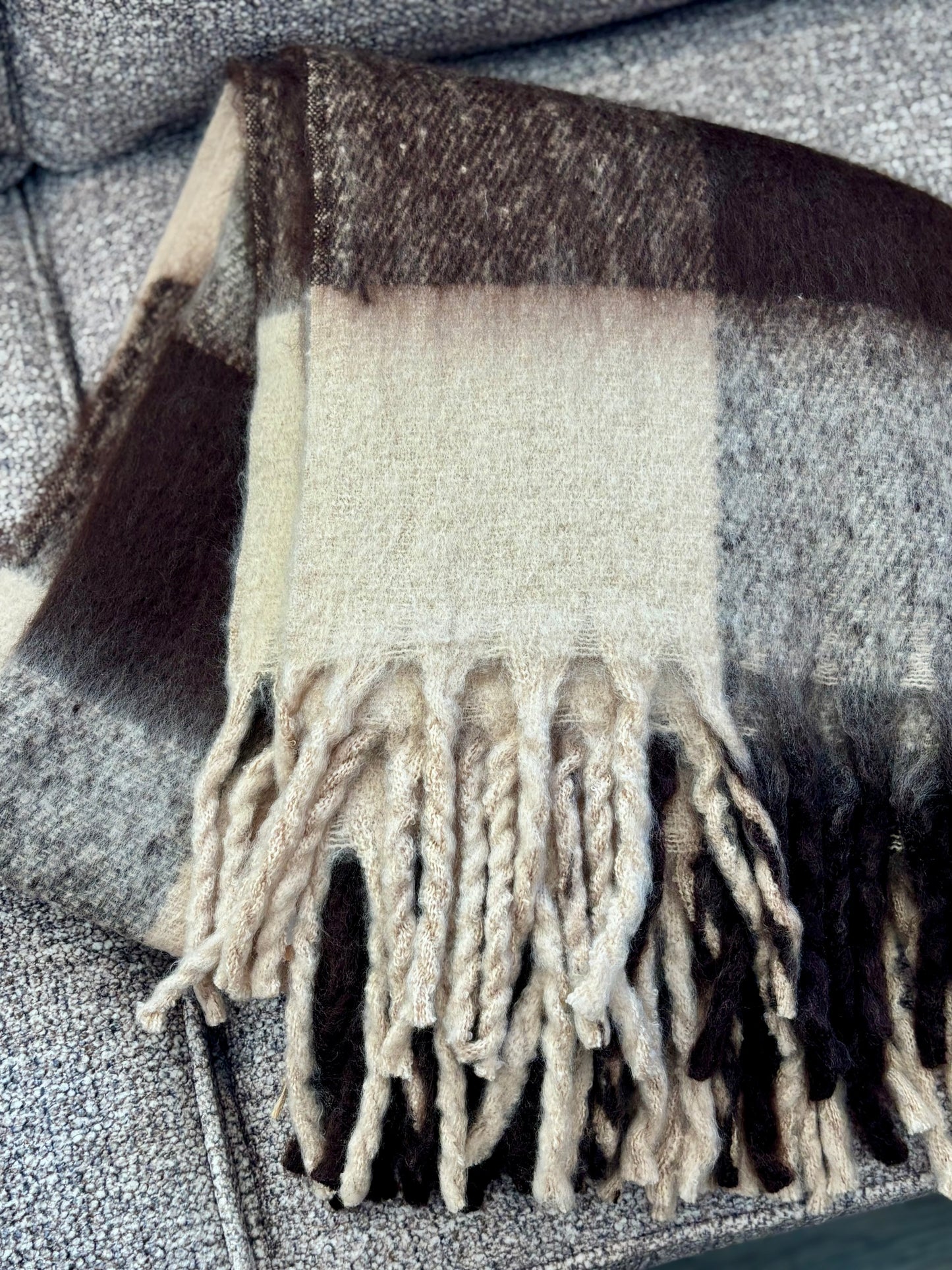 Brown Check Throw